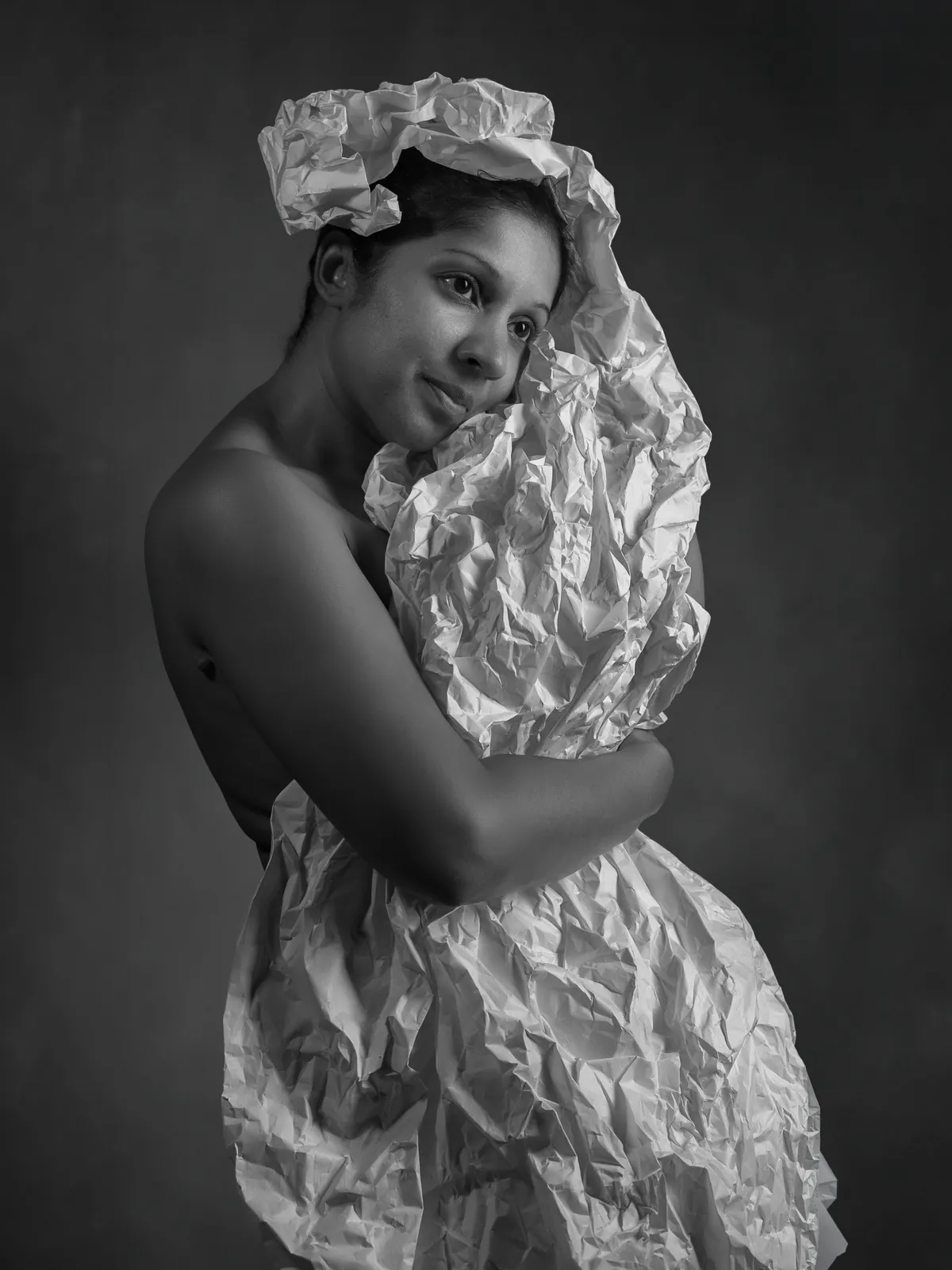 Ritratto fine-art, Tessuto bianco fotografato in studio