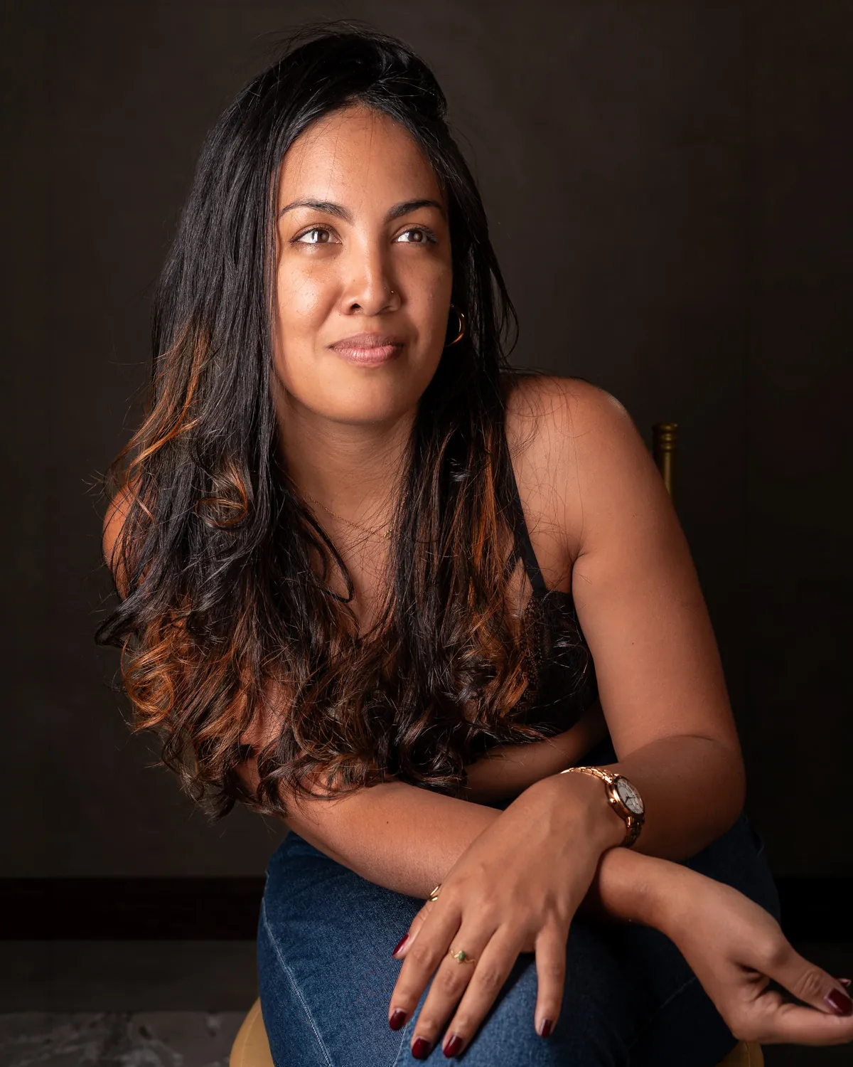 Studio photoshoot portrait demonstrating a broader creative portrait session in Mauritius
