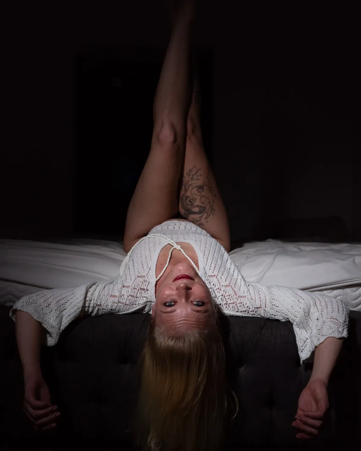 Artistic boudoir portrait photographed during a private studio session in Mauritius