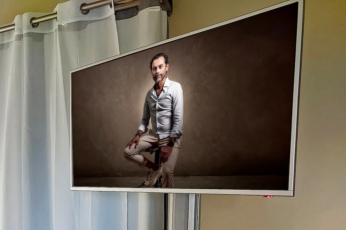 Portrait affiché à l’écran pour prévisualisation pendant une séance en studio