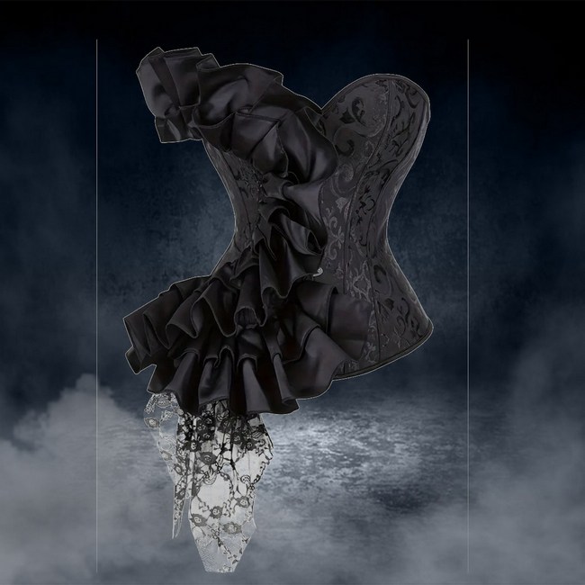 Gothic Inspired Asymmetrical Lace Corset Top